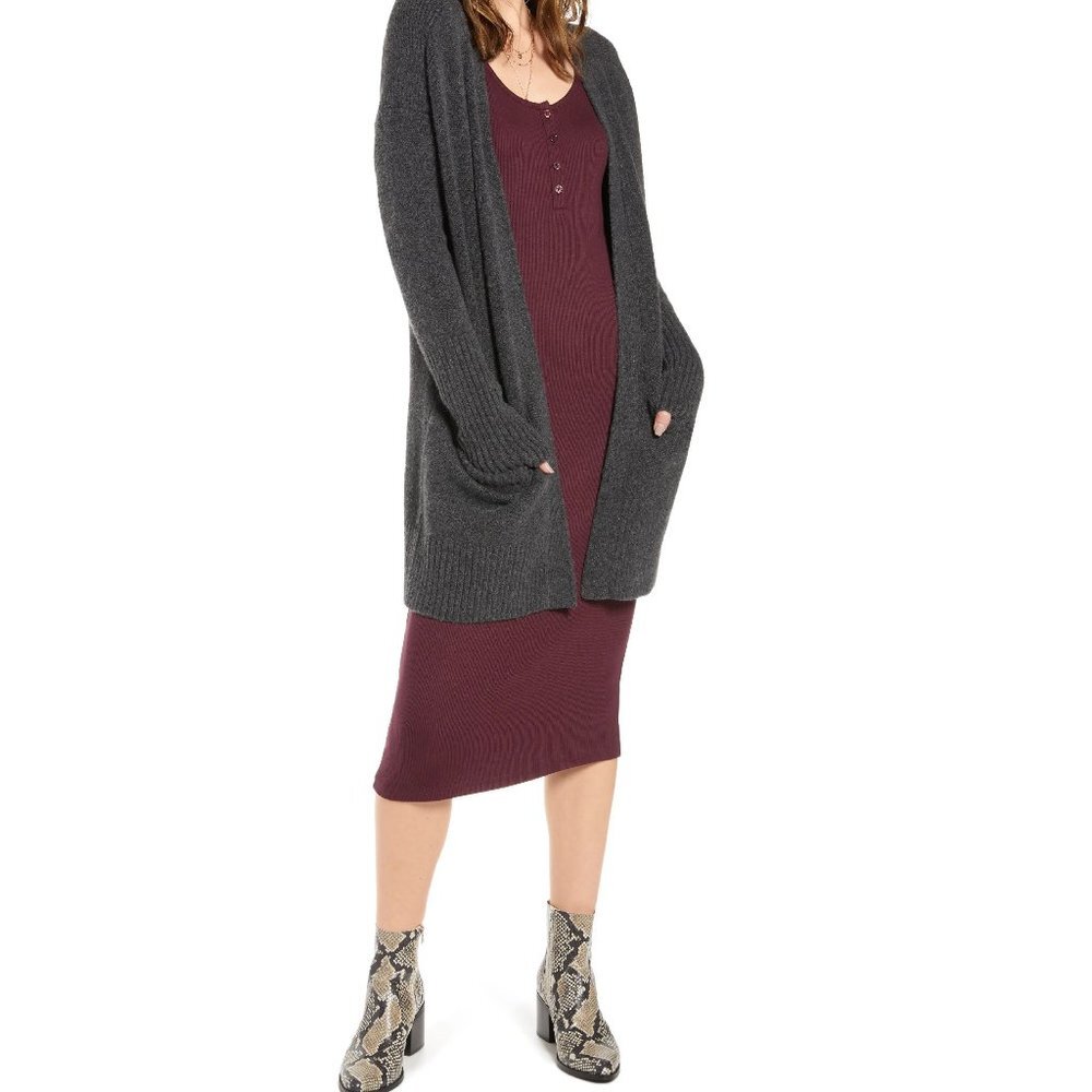 Treasure & Bond Throw-On Cotton & Wool Blend Cardigan